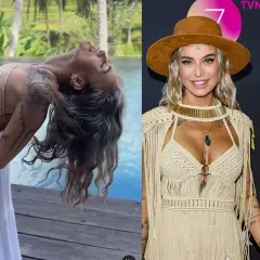 Kasia Nast, znana z odważnych stylizacji, w zwiewnej sukni i z tatuażami. Na drugim zdjęciu w kapeluszu i boho kreacji.