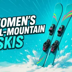 Narty all mountain damskie w kolorze turkusowym z kolorowymi akcentami, gotowe na podbój każdego stoku.